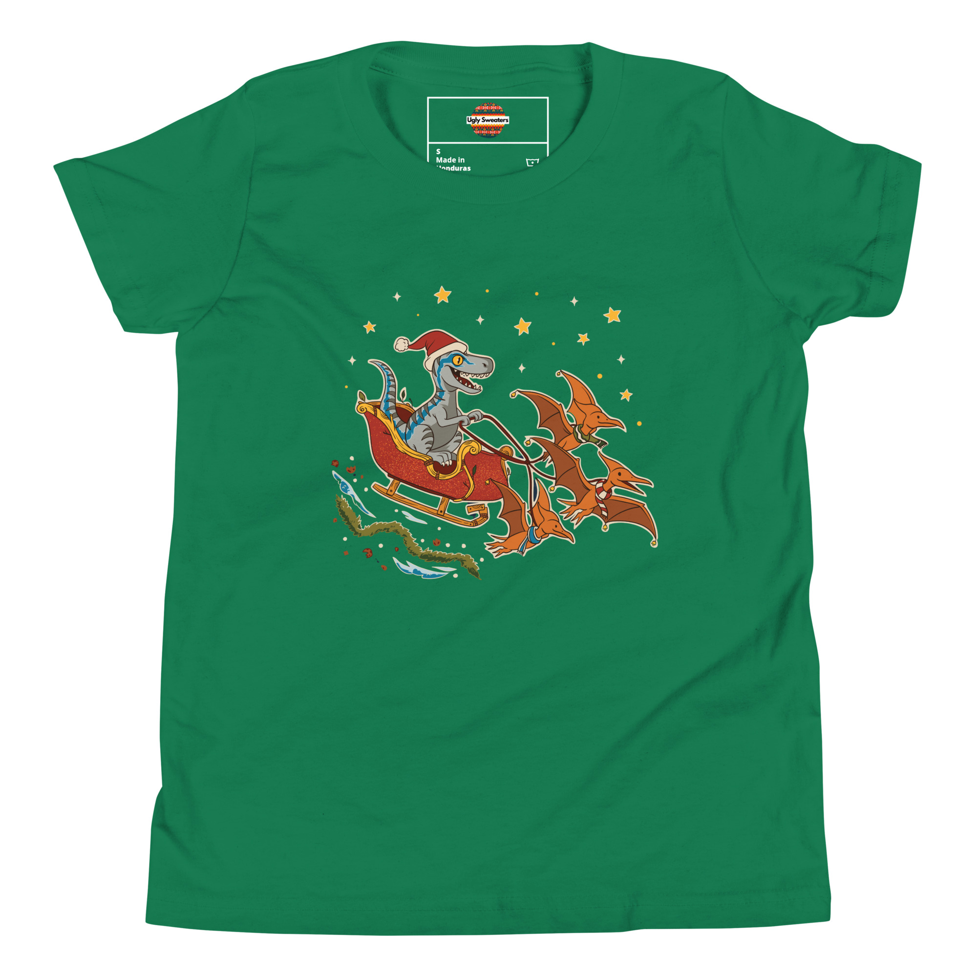 Get ready to party with a dino in a Santa hat, sleighing through the sky on pterodactyls—because normal is boring!.