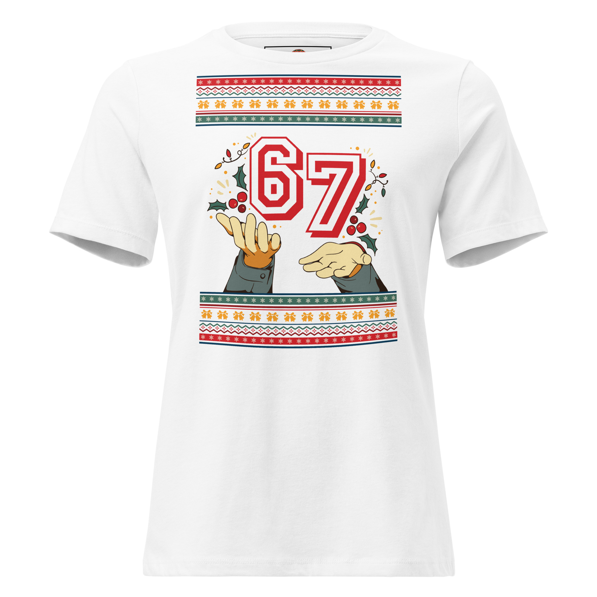 It’s a t-shirt, but make it party: giant red “67,” jazz-hands, wild colors, all the festive chaos your closet can handle.