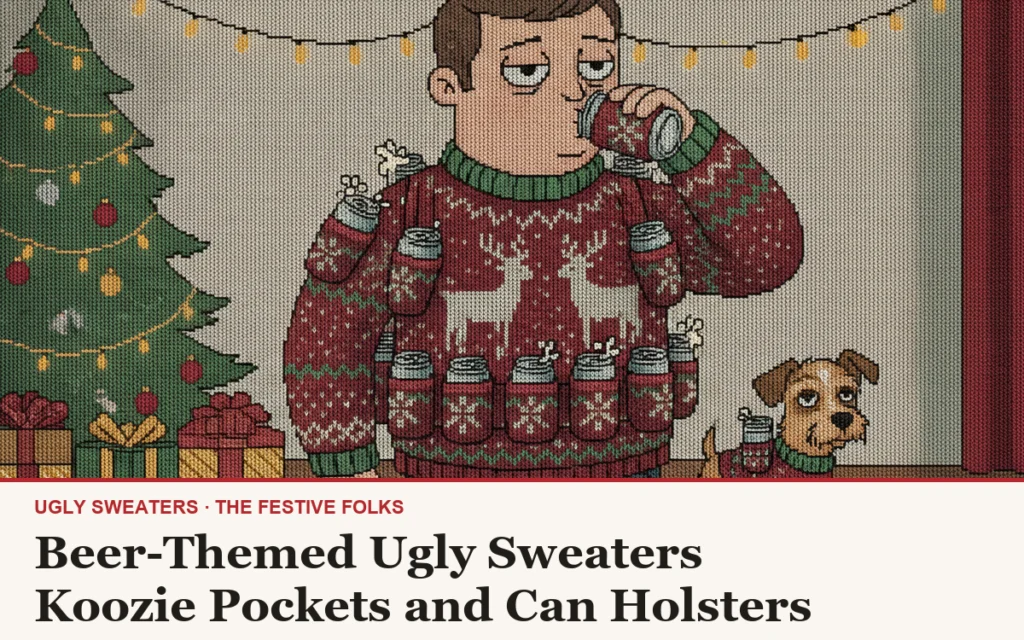 Beer-Themed Ugly Sweaters: Koozie Pockets and Can Holsters