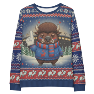 Buffalo Fan Ugly Christmas Sweatshirt flat front