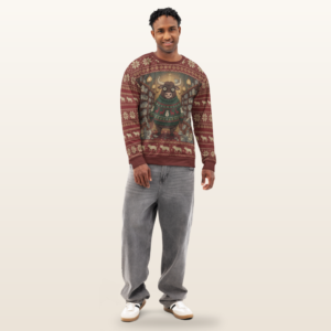 Bull in a China Shop All-Over-Print Christmas Sweatshirt