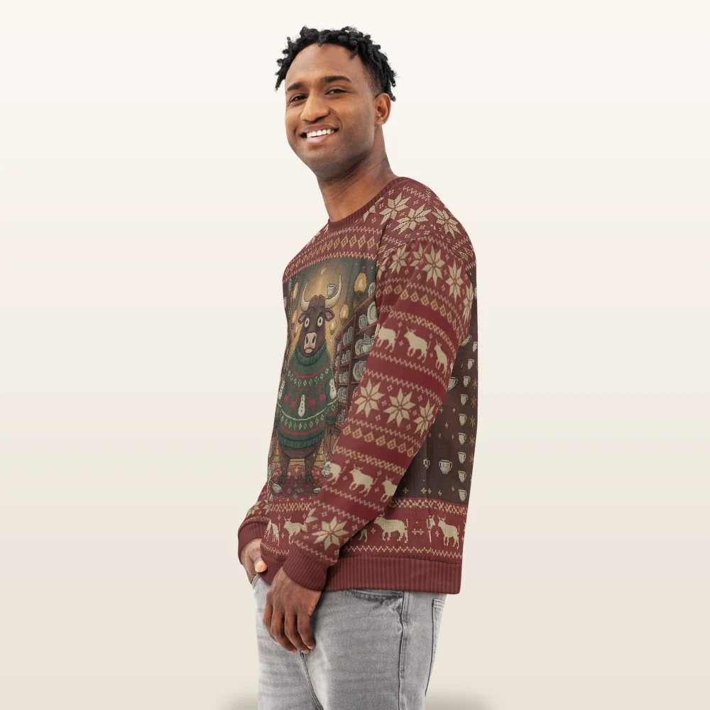 Bull in a China Shop All-Over-Print Christmas Sweatshirt