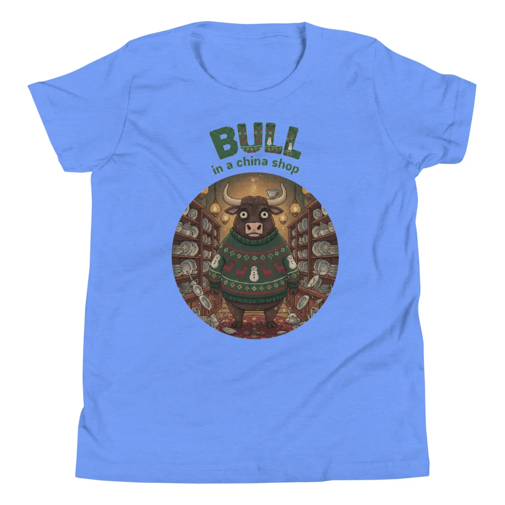 Bull in a China Shop Kids' Ugly Christmas Tee, Blue
