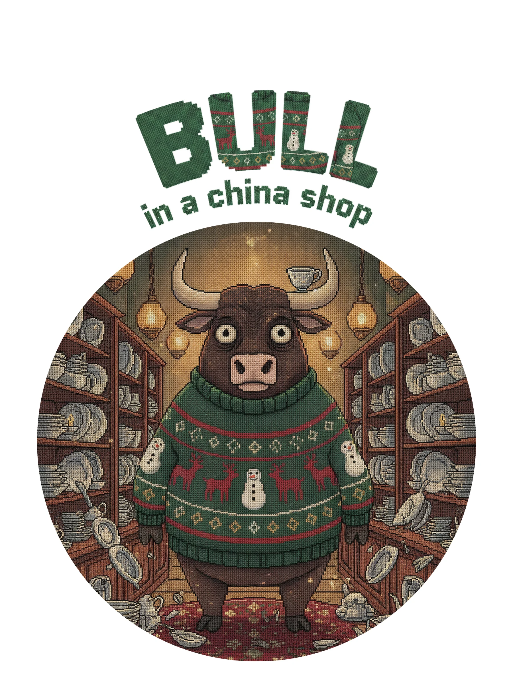 Bull in a China Shop Toddler Ugly Christmas Tee