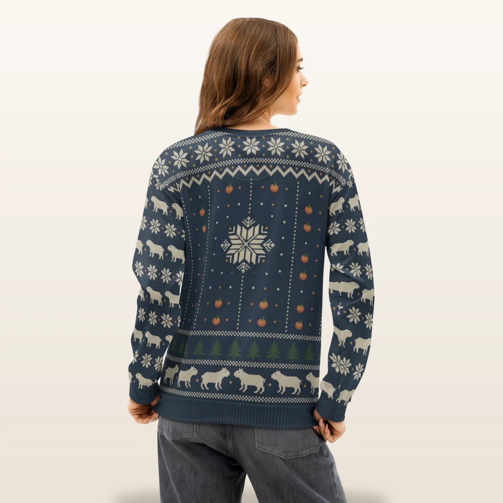 Chill Capybara All-Over-Print Christmas Sweatshirt