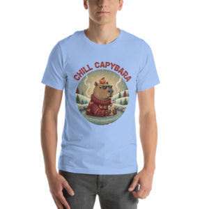 Chill Capybara Ugly Christmas Tee — Blue model