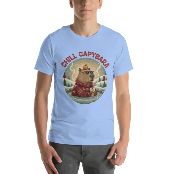 the Chill Capybara knitted-badge tee on a model