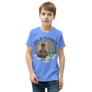 Cold Turkey Kids' Ugly Christmas Tee — Blue model