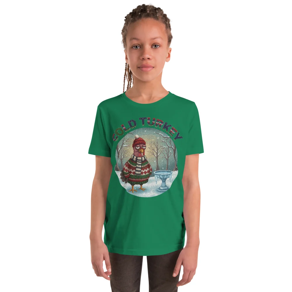 Cold Turkey Kids' Ugly Christmas Tee, Green model