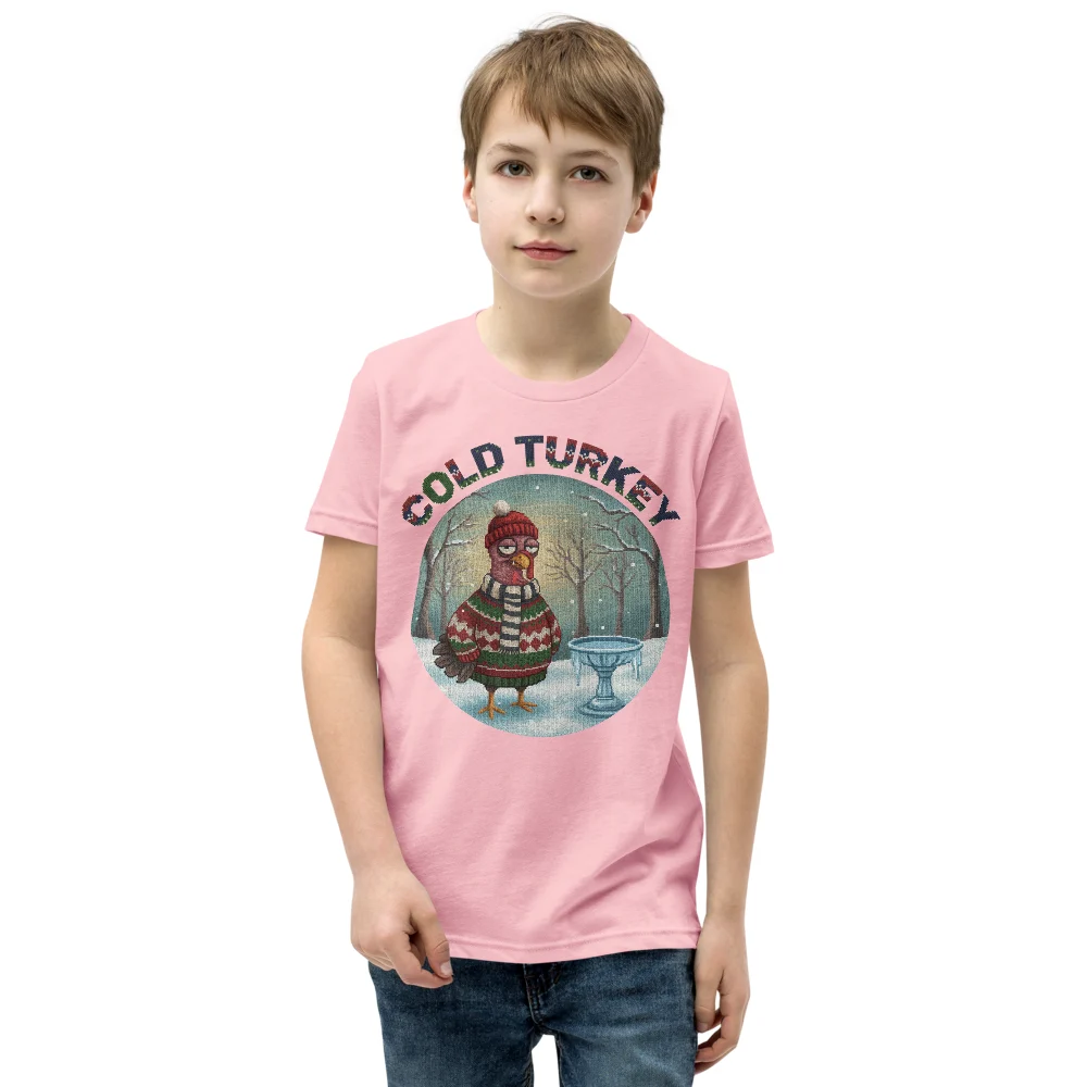 Cold Turkey Kids' Ugly Christmas Tee, Light Pink model