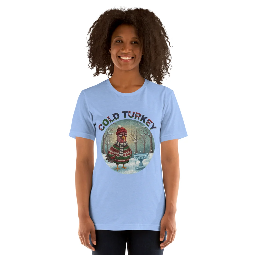 Cold Turkey Ugly Christmas Tee, Blue model