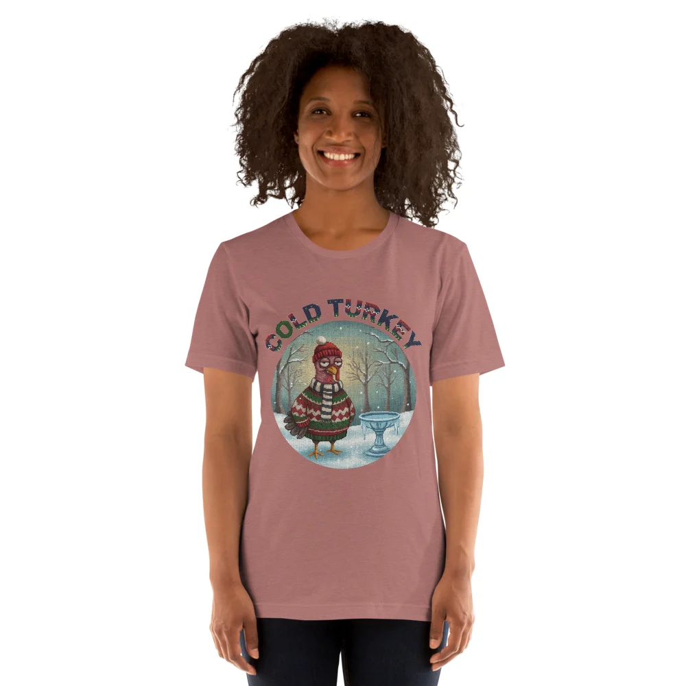 Cold Turkey Ugly Christmas Tee, Mauve model