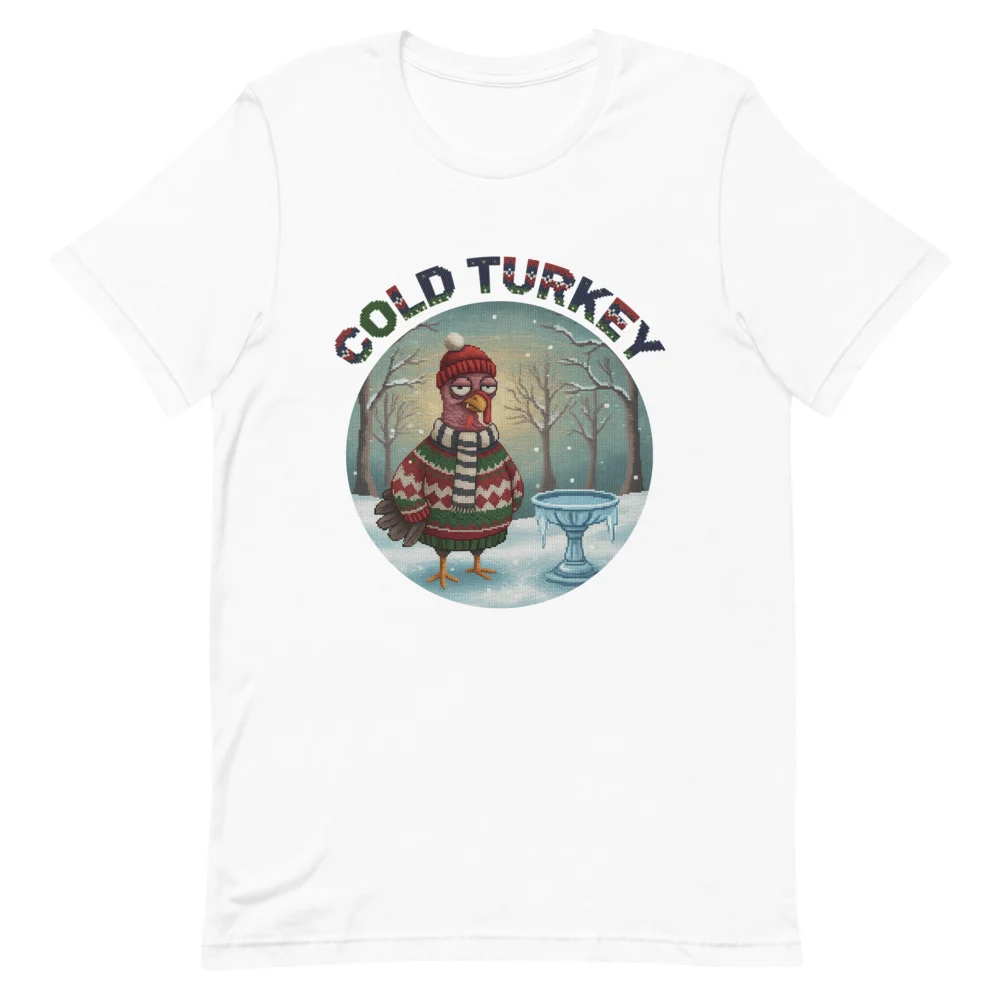Cold Turkey Ugly Christmas Tee, Pure White