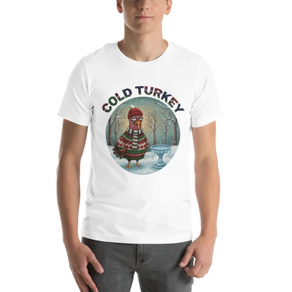 Cold Turkey knitted-badge tee on a model