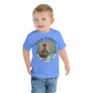 Cold Turkey Toddler Ugly Christmas Tee, Blue model