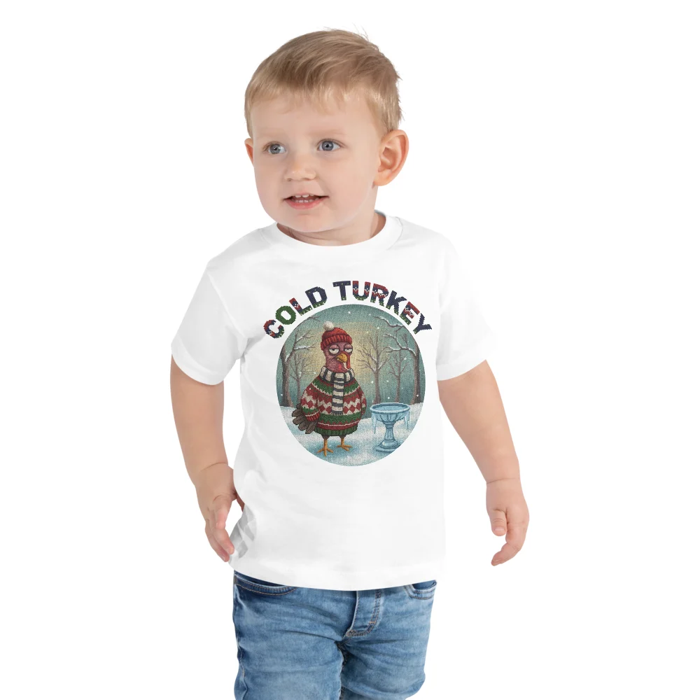 Cold Turkey Toddler Ugly Christmas Tee, Pure White model