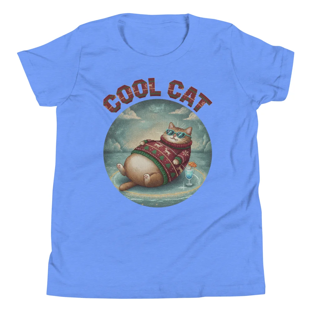 Cool Cat Kids' Ugly Christmas Tee, Blue