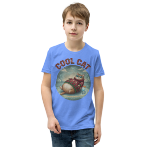 Cool Cat Kids' Ugly Christmas Tee — Blue model