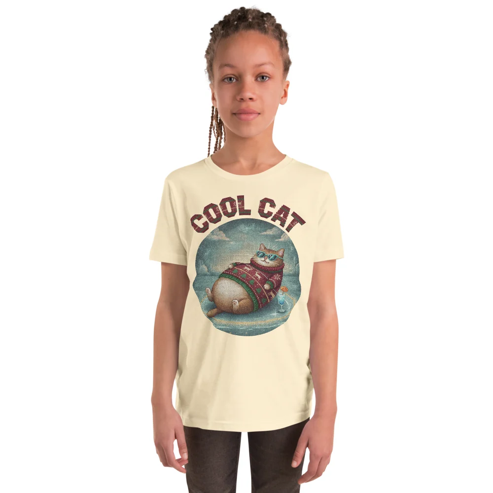 Cool Cat Kids' Ugly Christmas Tee, Vintage White model