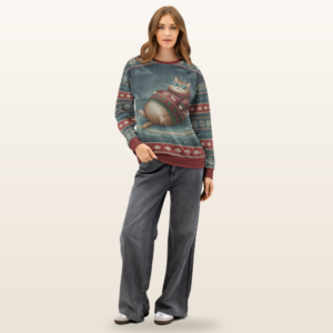 Cool Cat All-Over-Print Christmas Sweatshirt