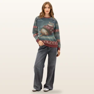 Cool Cat All-Over-Print Christmas Sweatshirt