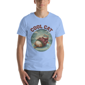 Cool Cat Ugly Christmas Tee — Blue model