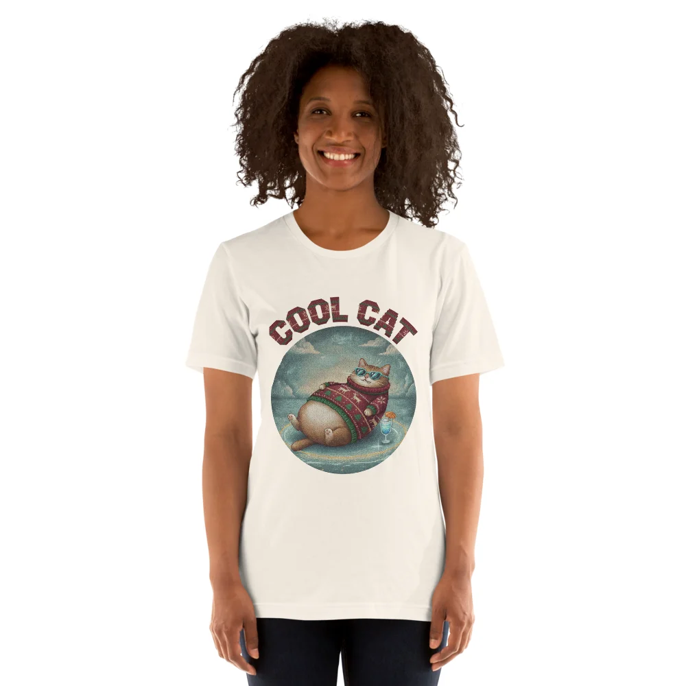 Cool Cat Ugly Christmas Tee, Vintage White model
