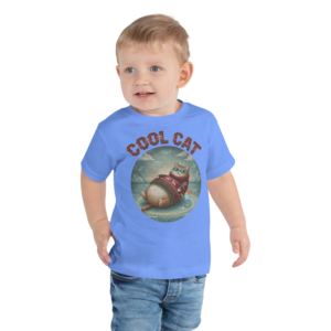 Cool Cat Toddler Ugly Christmas Tee — Blue model
