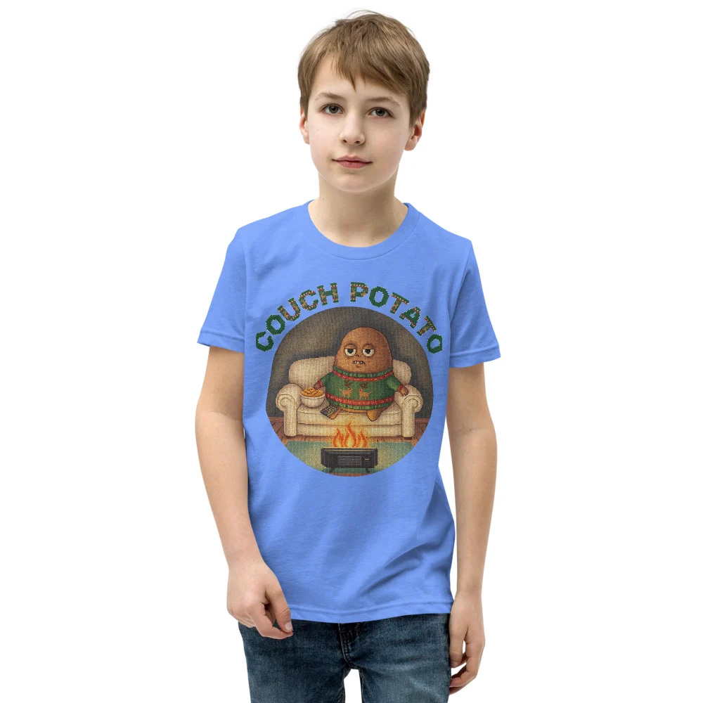 Couch Potato Kids' Ugly Christmas Tee, Blue model