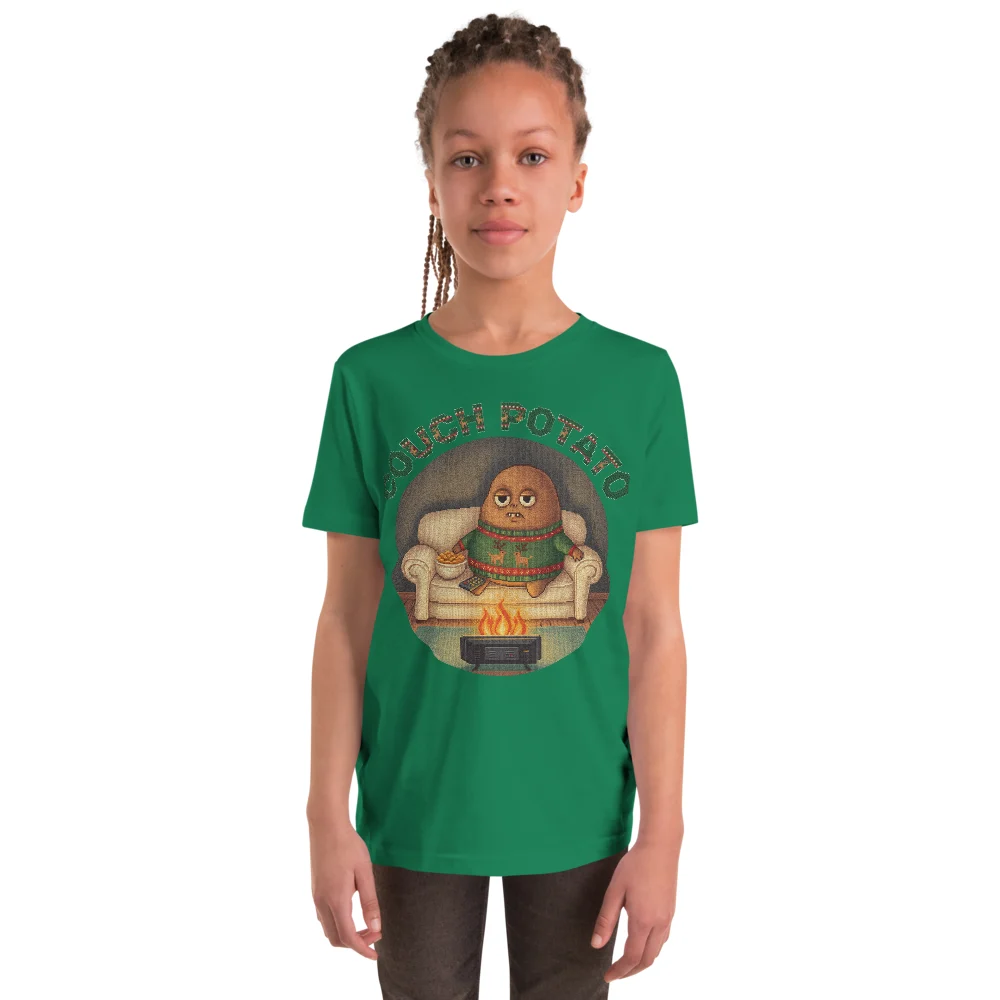 Couch Potato Kids' Ugly Christmas Tee, Green model