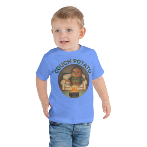 Couch Potato Toddler Ugly Christmas Tee — Blue model
