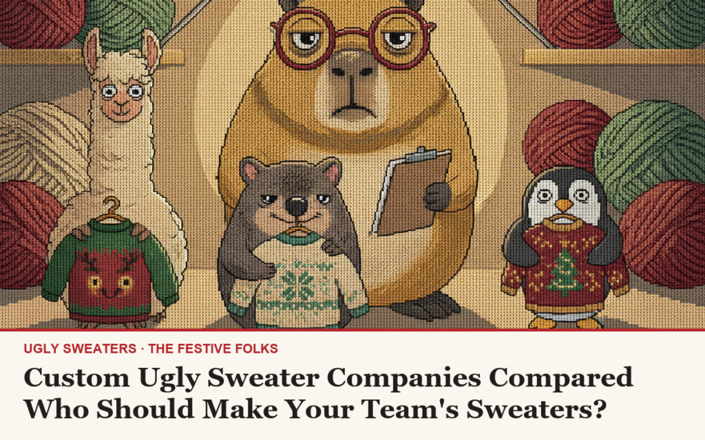 Custom Ugly Sweater Companies Compared: Who Should Make Your Team’s Sweaters?