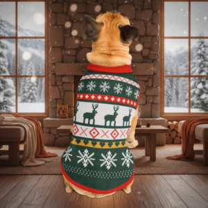 Reindeer Classic Knitted Pet Sweater on model