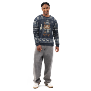 Dallas Fan Ugly Christmas Sweatshirt on male model, front
