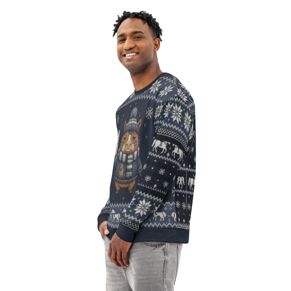 Dallas Fan Ugly Christmas Sweatshirt on male model, side