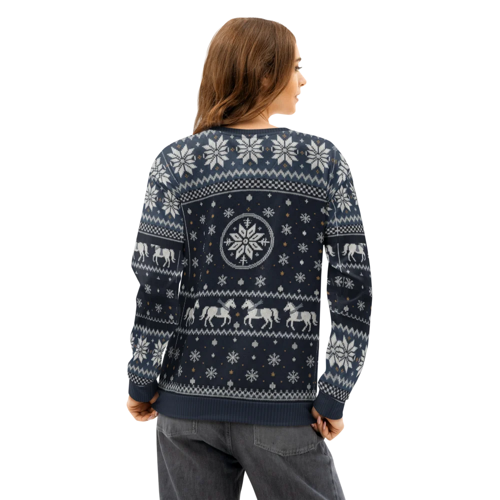Dallas Fan Ugly Christmas Sweatshirt on female model, back