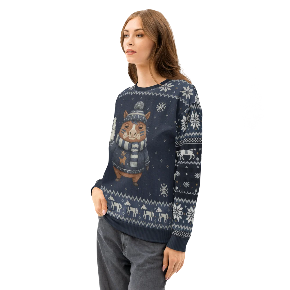 Dallas Fan Ugly Christmas Sweatshirt on female model, side