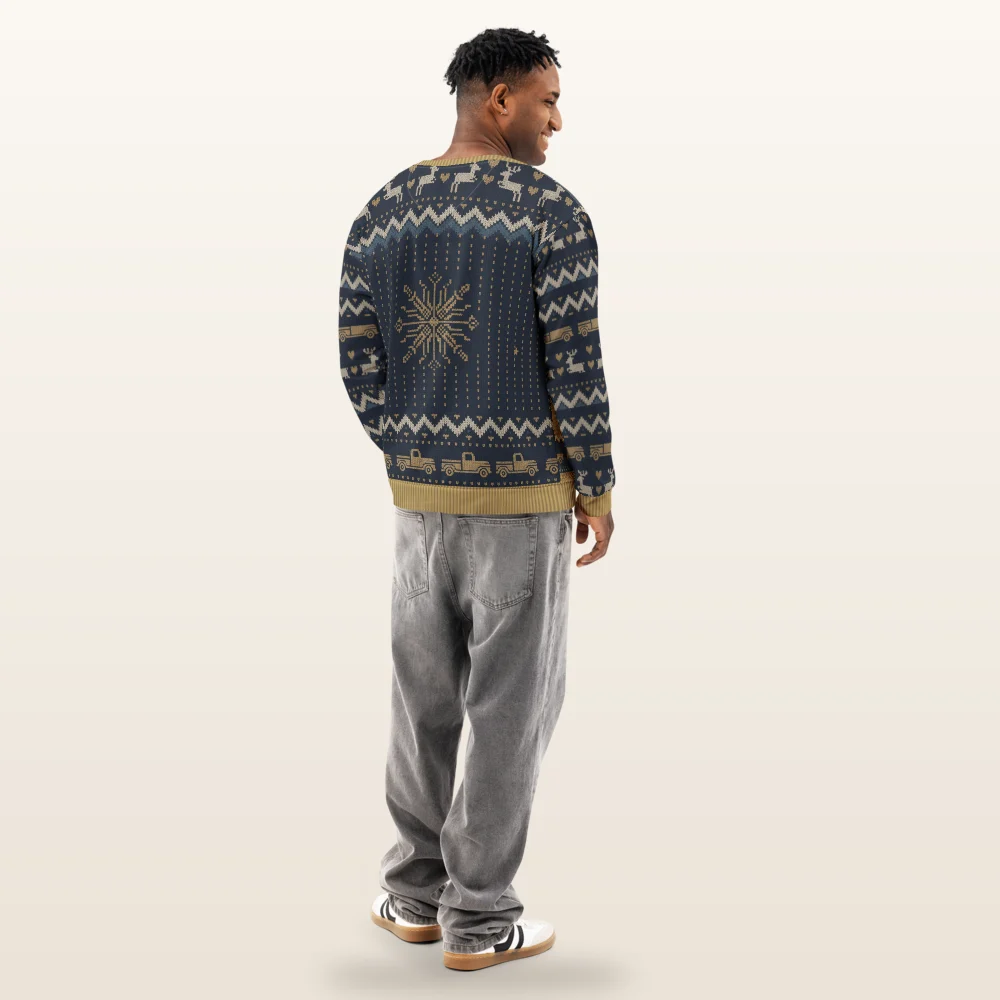 Deer in Headlights Ugly Christmas Sweatshirt, All-Over Print