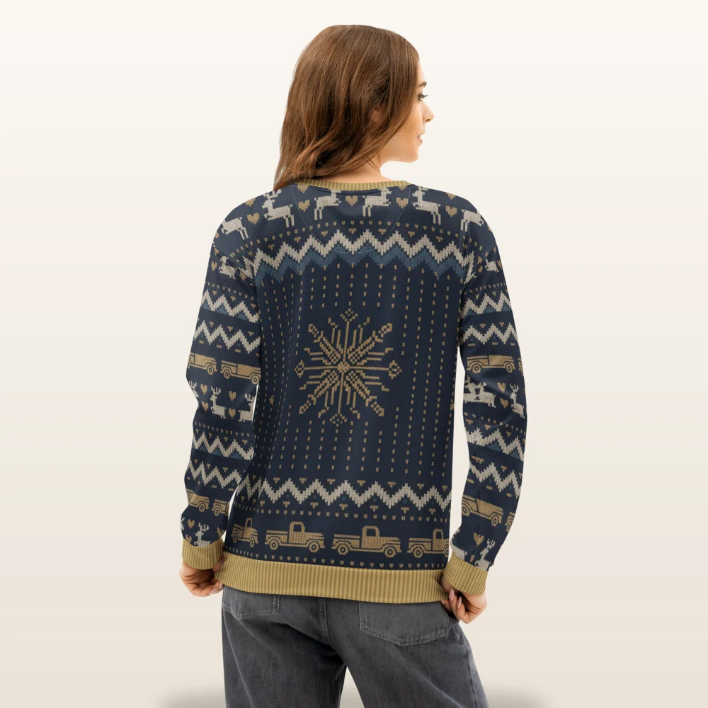 Deer in Headlights Ugly Christmas Sweatshirt, All-Over Print