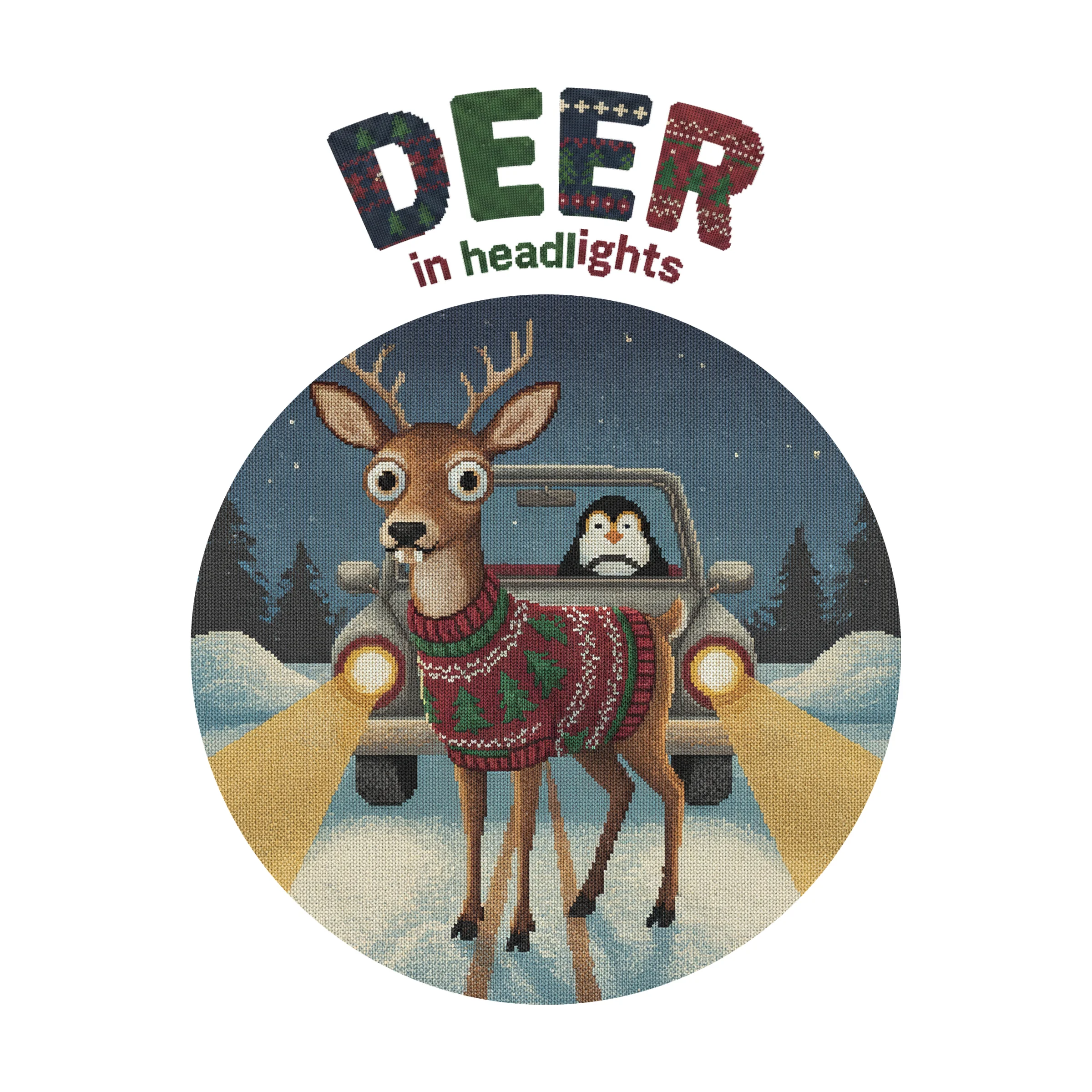 Deer in Headlights Kids' Ugly Christmas Tee