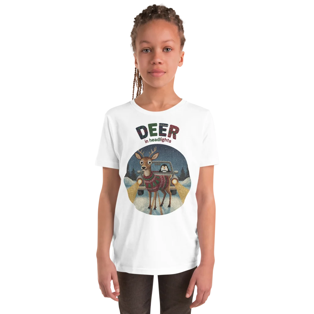 Deer in Headlights Kids' Ugly Christmas Tee