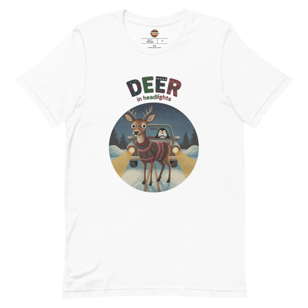 Deer in Headlights Ugly Christmas Tee