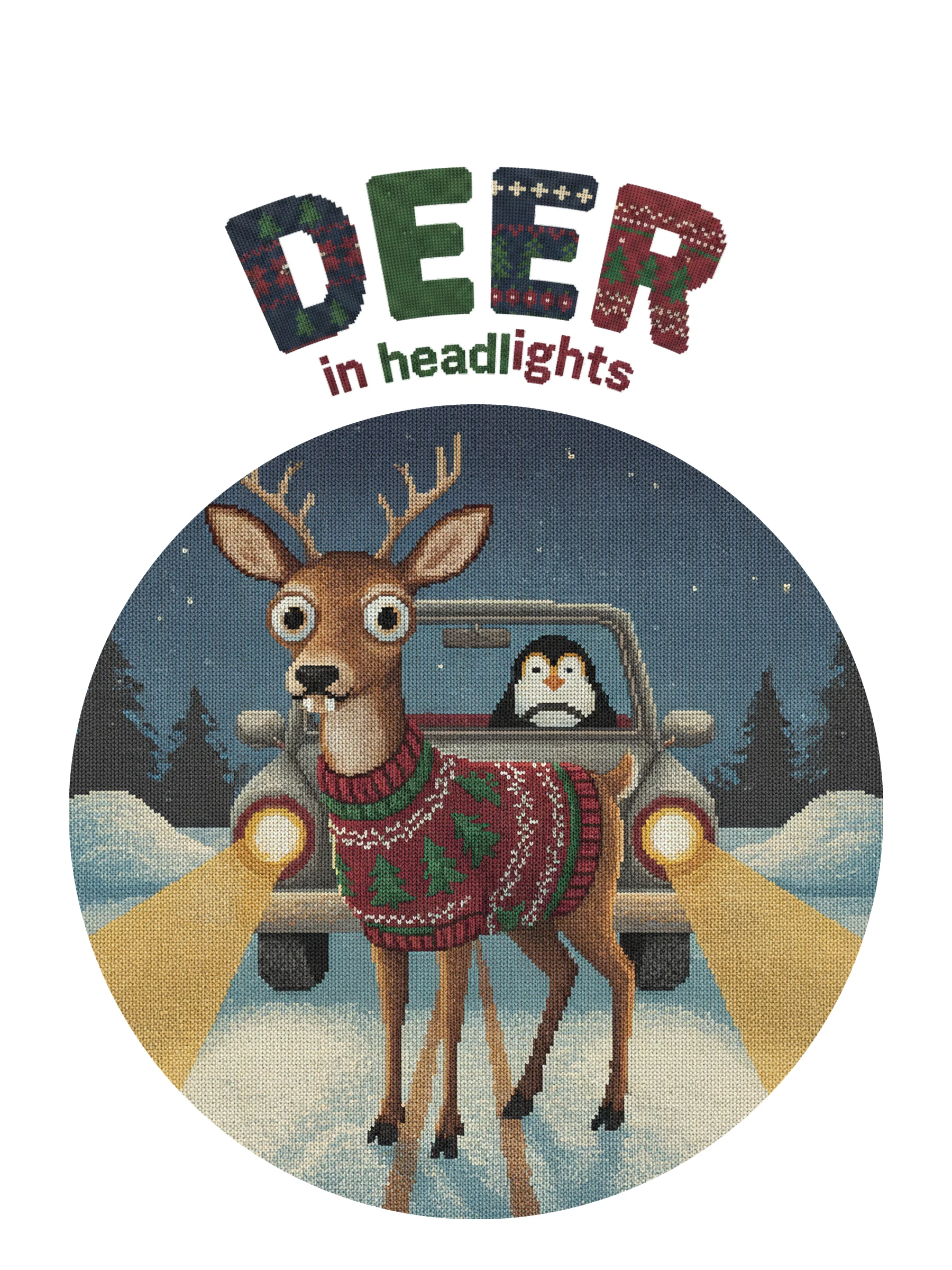 Deer in Headlights Ugly Christmas Tee