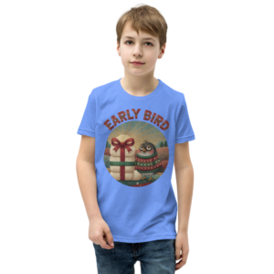 Early Bird Kids' Ugly Christmas Tee — Blue model