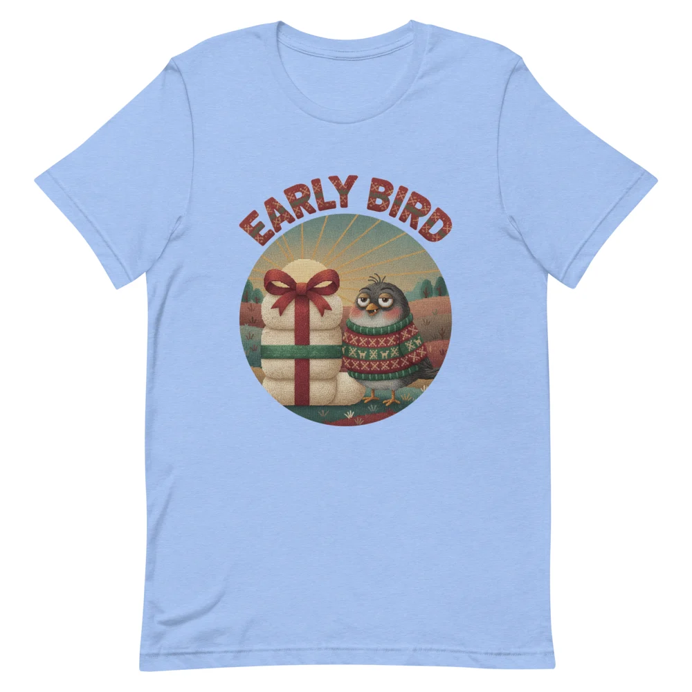 Early Bird Ugly Christmas Tee, Blue