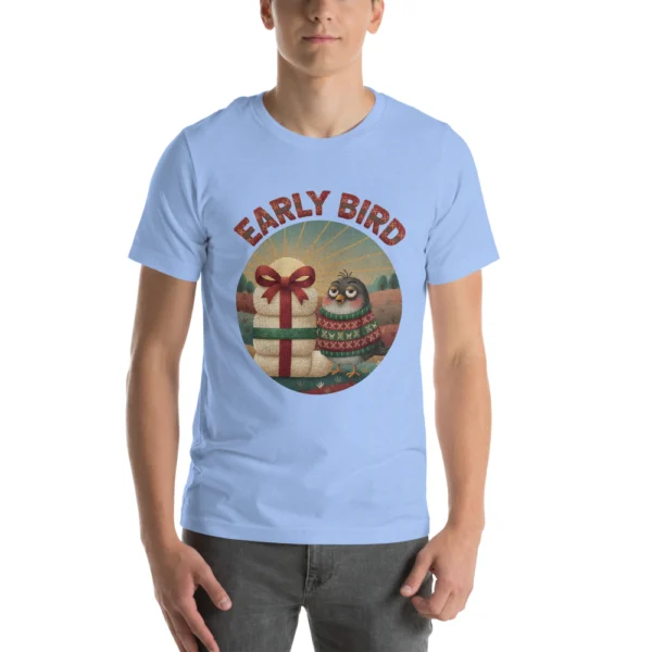 Early Bird knitted-badge tee on a model
