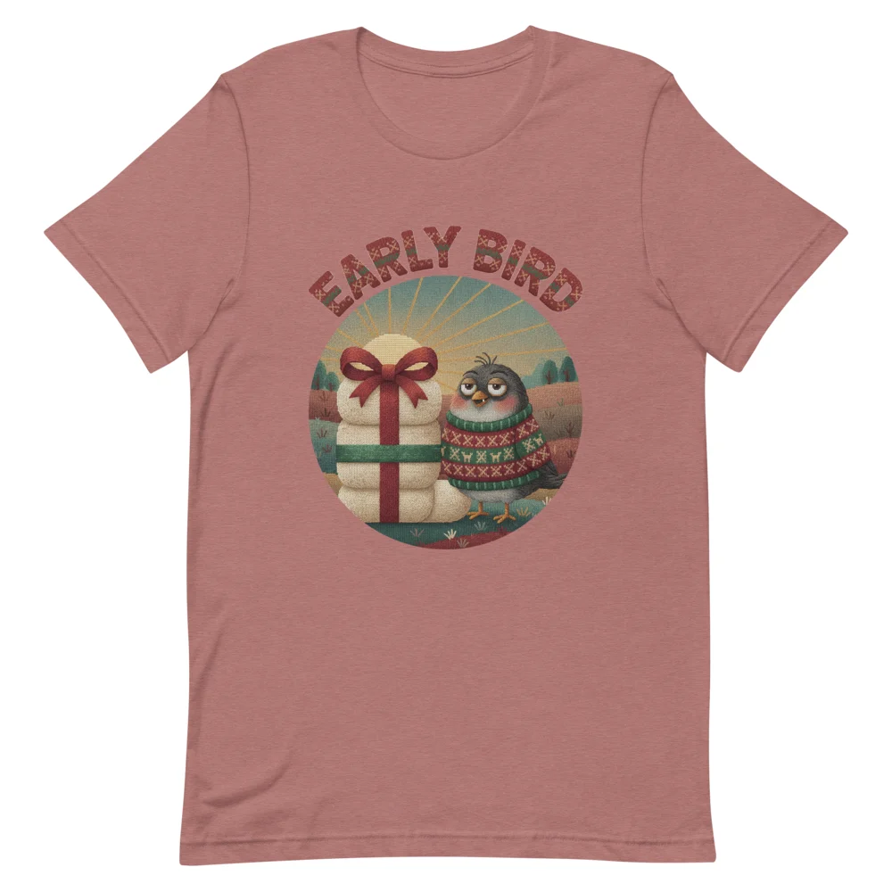 Early Bird Ugly Christmas Tee, Mauve