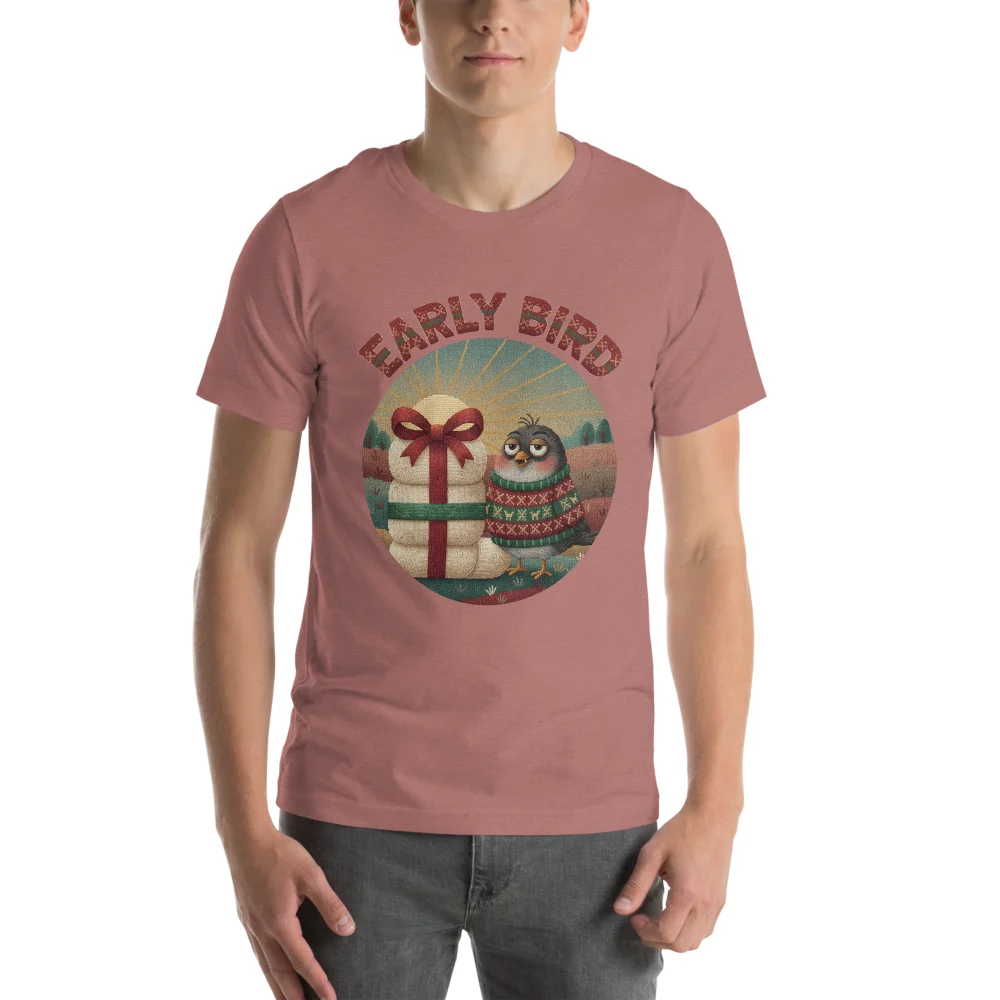 Early Bird Ugly Christmas Tee, Mauve model