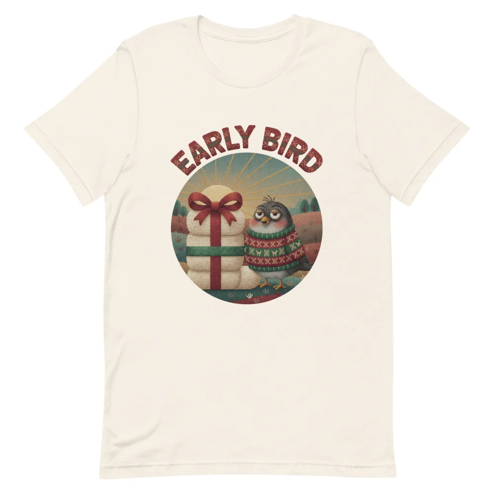 Early Bird Ugly Christmas Tee, Vintage White