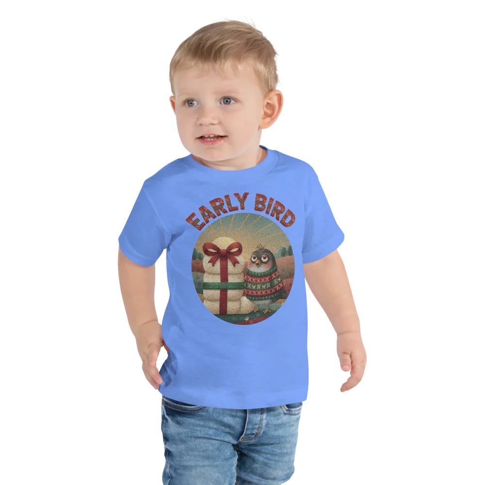Early Bird Toddler Ugly Christmas Tee, Blue model